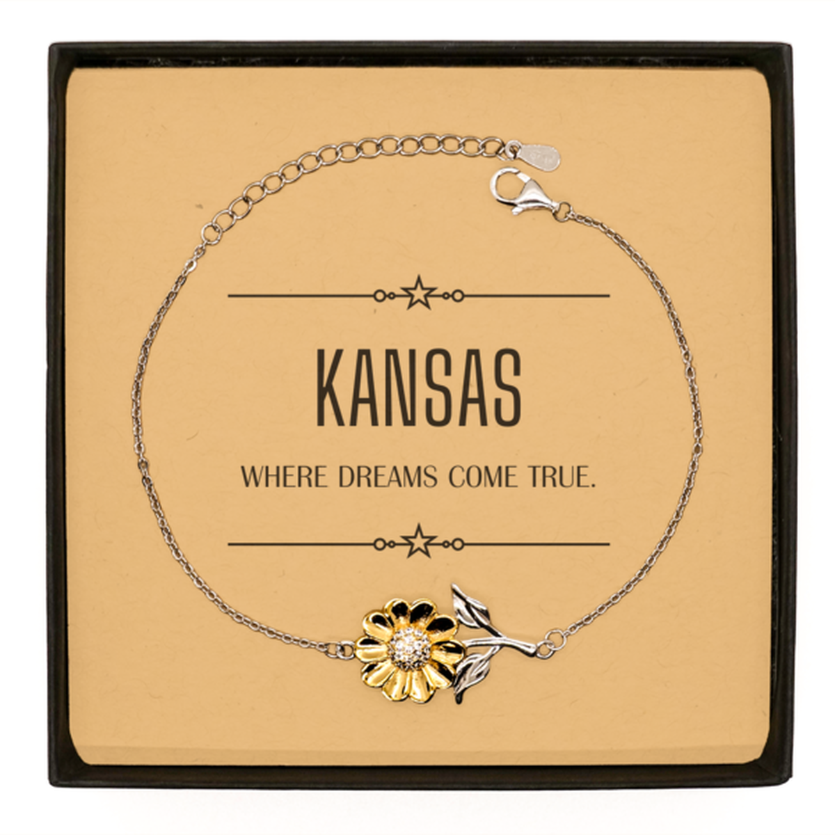 Love Kansas State Sunflower Bracelet, Kansas Where dreams come true, Birthday Inspirational Gifts For Kansas Men, Women, Friends