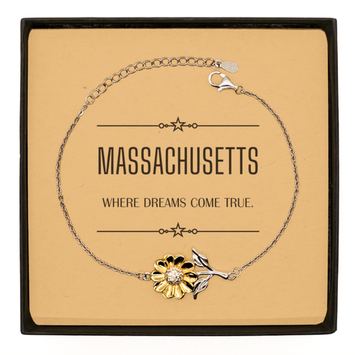 Massachusetts Sunflower Bracelet - Where Dreams Come True | Meaningful Gift