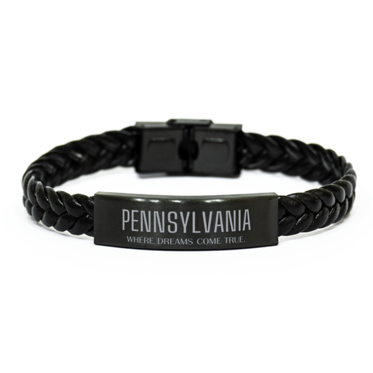 Love Pennsylvania State Braided Leather Bracelet, Pennsylvania Where dreams come true, Birthday Inspirational Gifts For Pennsylvania Men, Women, Friends