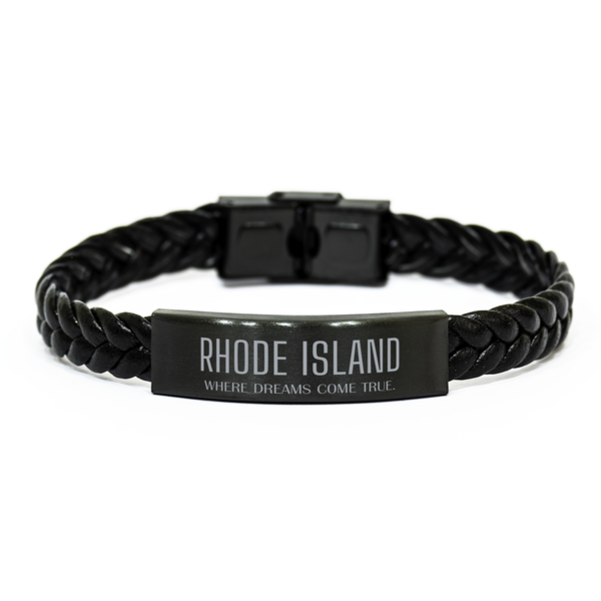 Love Rhode Island State Braided Leather Bracelet, Rhode Island Where dreams come true, Birthday Inspirational Gifts For Rhode Island Men, Women, Friends