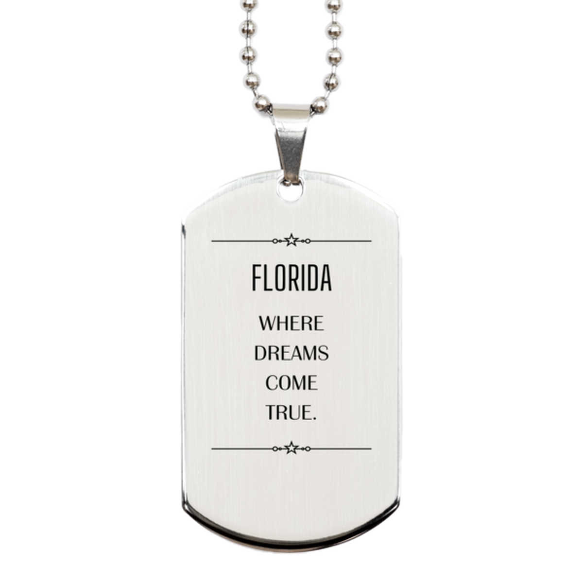 Love Florida State Silver Dog Tag, Florida Where dreams come true, Birthday Inspirational Gifts For Florida Men, Women, Friends