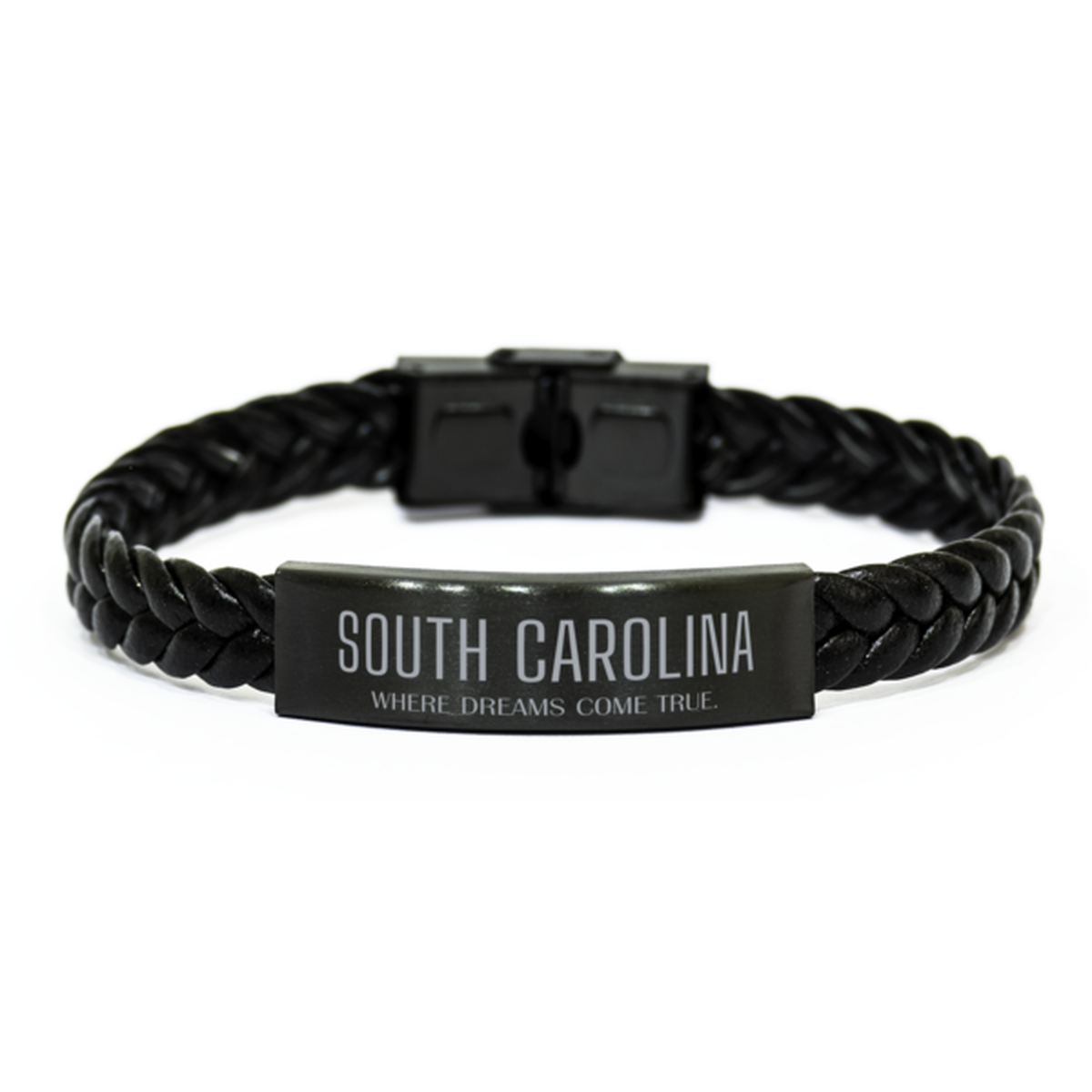 Love South Carolina State Braided Leather Bracelet, South Carolina Where dreams come true, Birthday Inspirational Gifts For South Carolina Men, Women, Friends