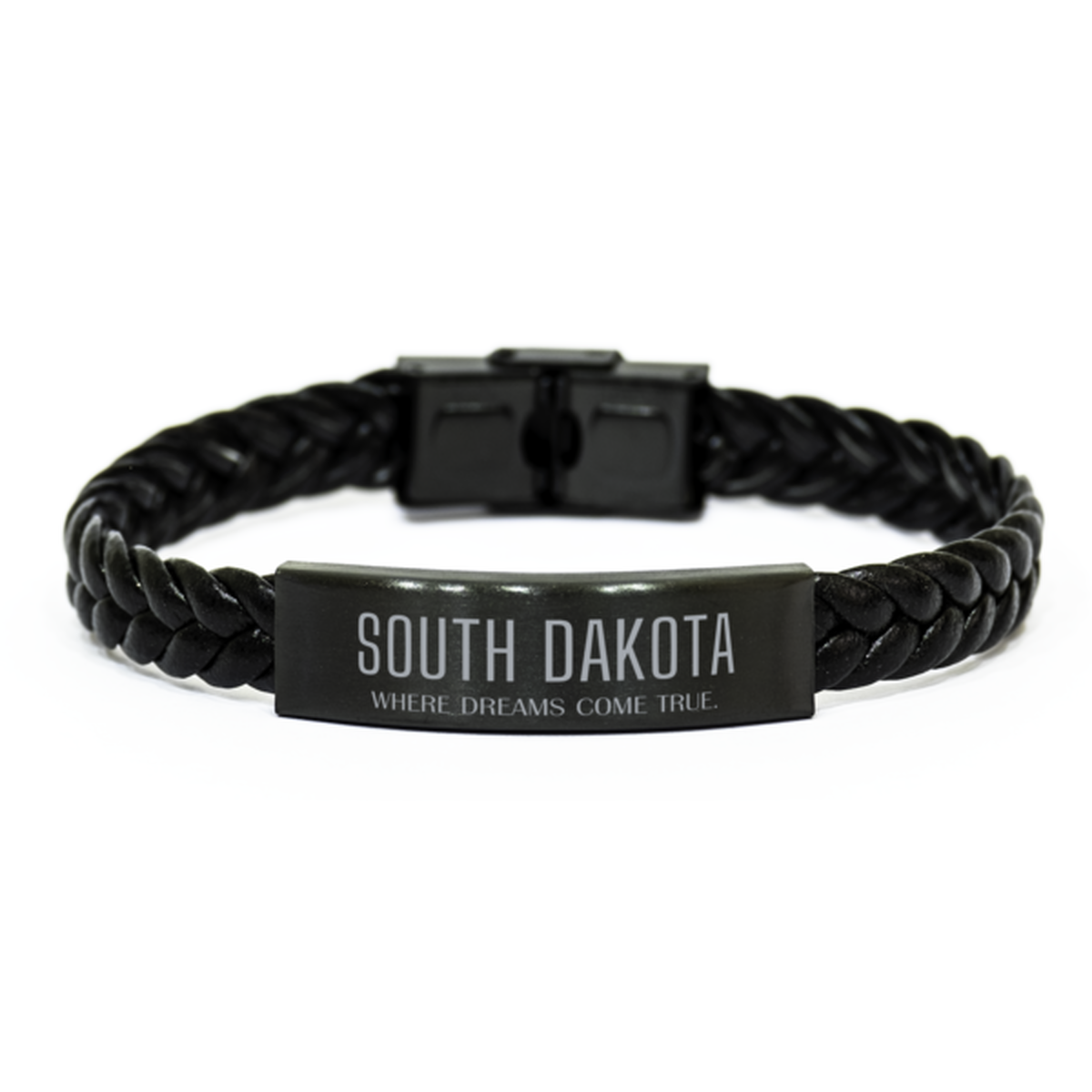 Love South Dakota State Braided Leather Bracelet, South Dakota Where dreams come true, Birthday Inspirational Gifts For South Dakota Men, Women, Friends