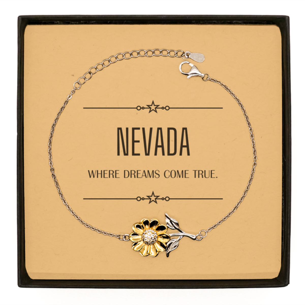 Love Nevada State Sunflower Bracelet, Nevada Where dreams come true, Birthday Inspirational Gifts For Nevada Men, Women, Friends