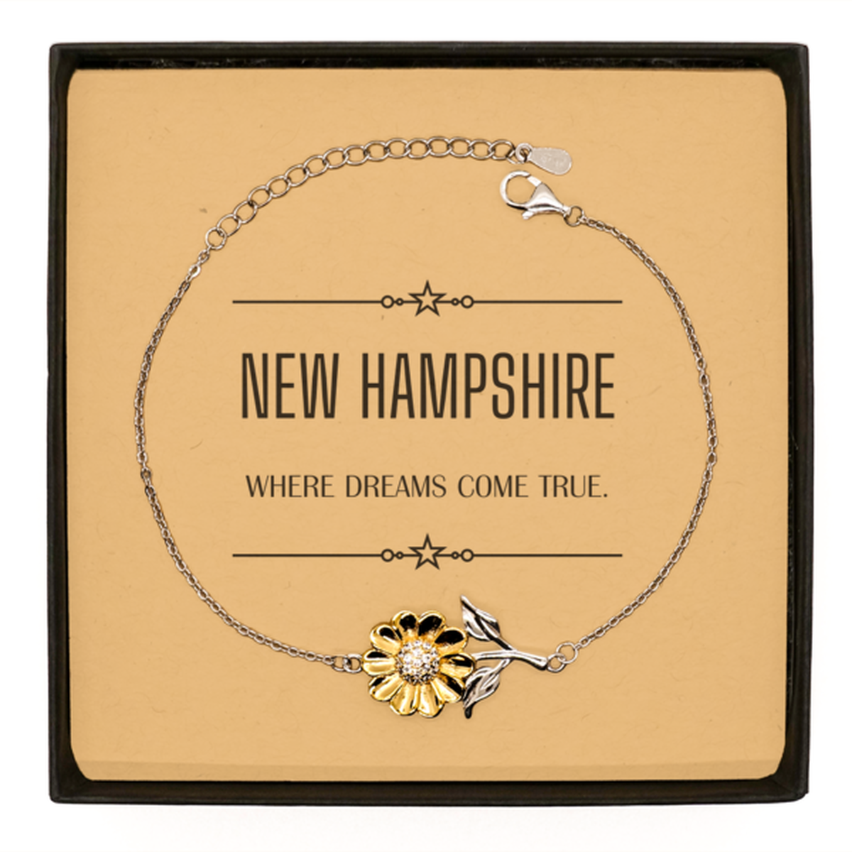 New Hampshire Sunflower Bracelet - Where Dreams Come True | Inspirational Gift