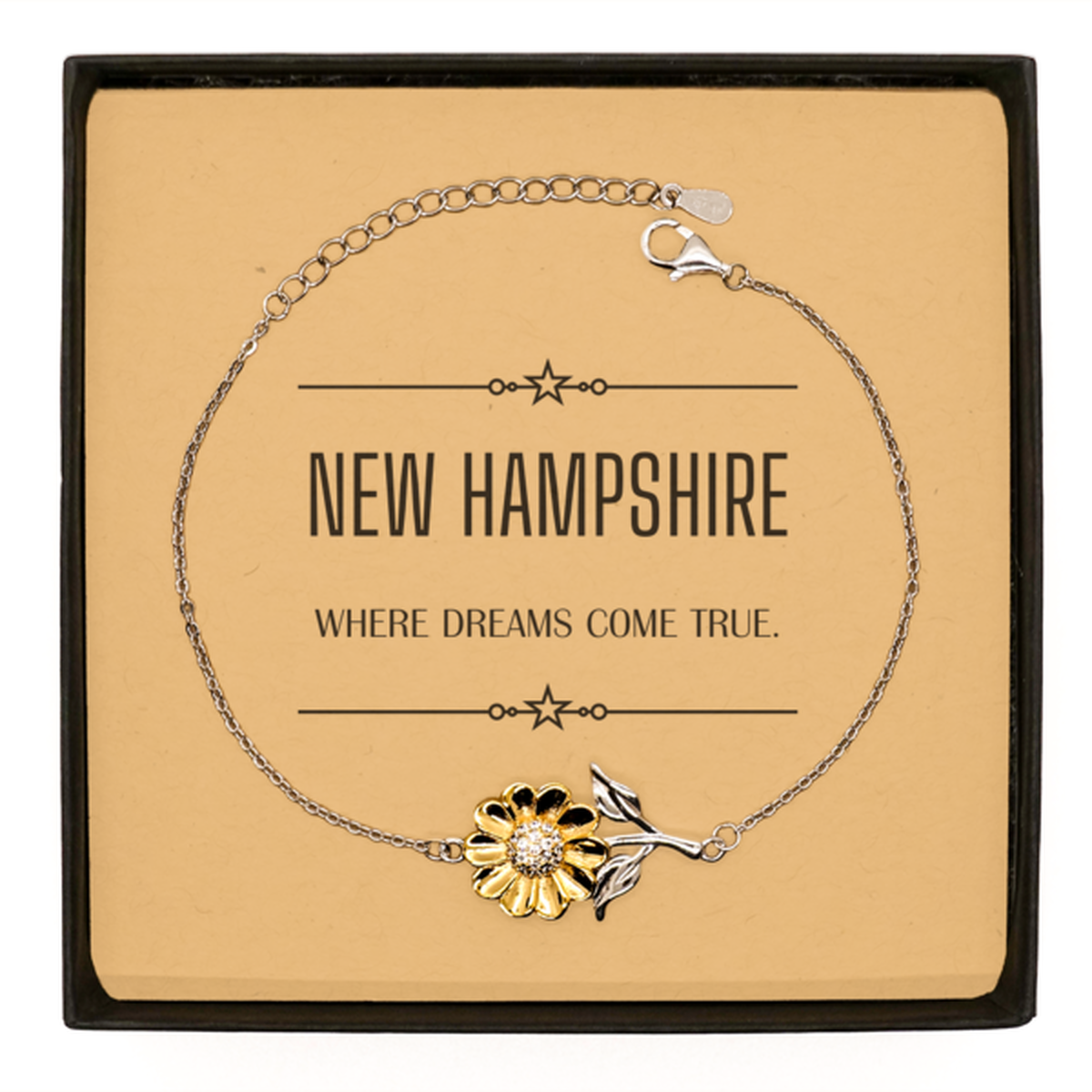 Love New Hampshire State Sunflower Bracelet, New Hampshire Where dreams come true, Birthday Inspirational Gifts For New Hampshire Men, Women, Friends