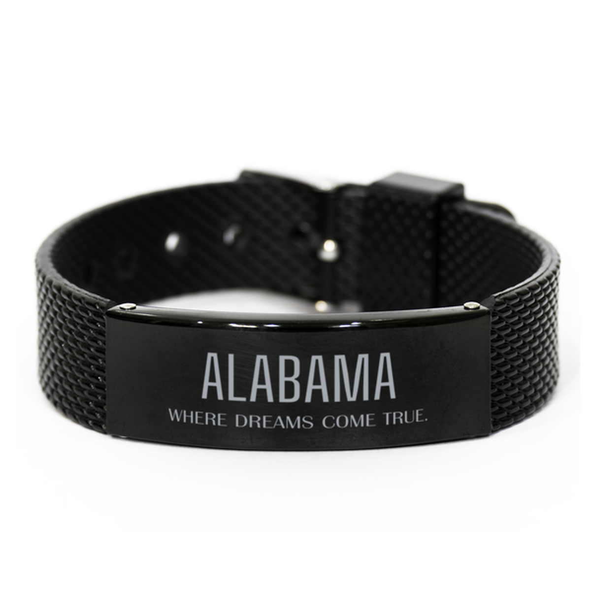Love Alabama State Black Shark Mesh Bracelet, Alabama Where dreams come true, Birthday Inspirational Gifts For Alabama Men, Women, Friends