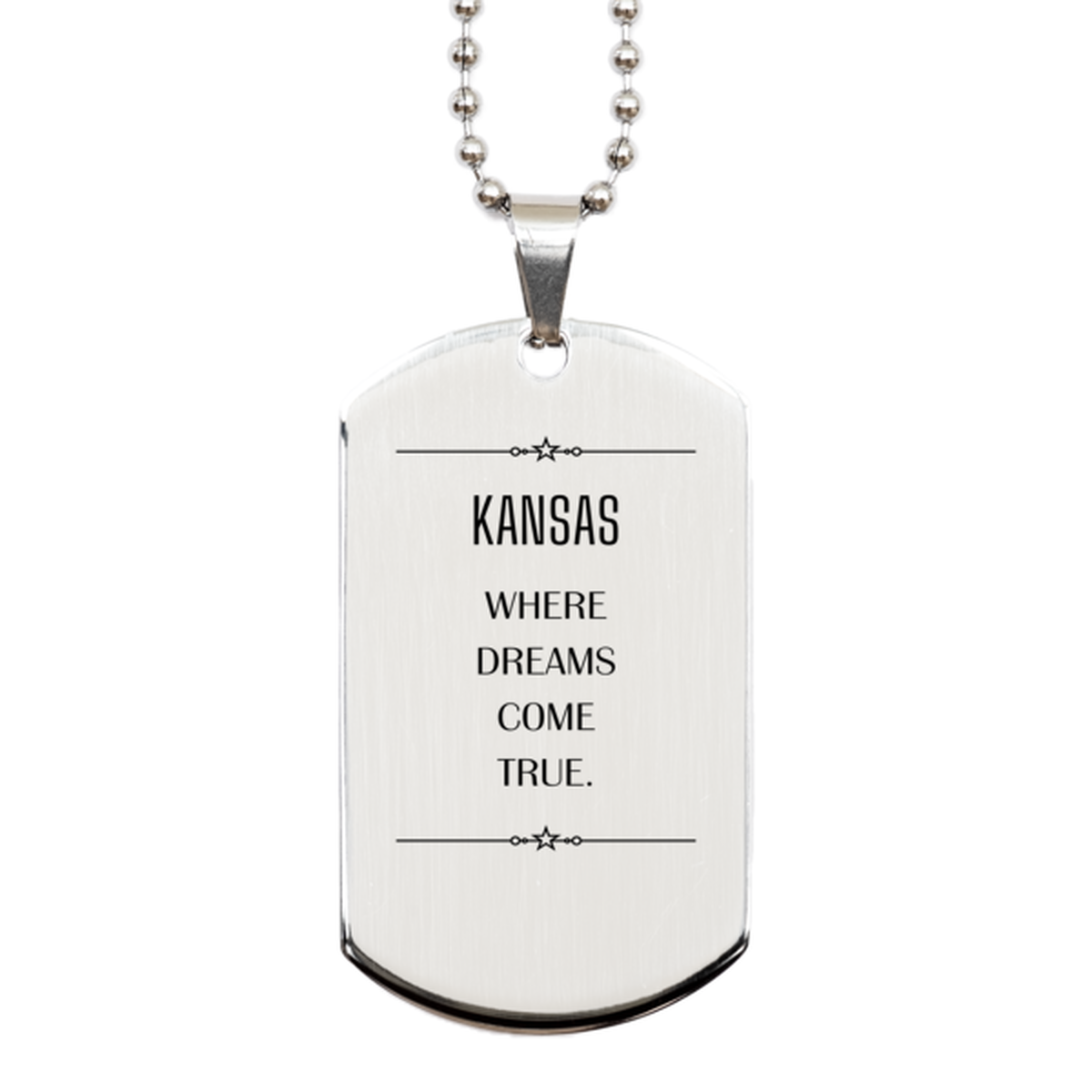 Love Kansas State Silver Dog Tag, Kansas Where dreams come true, Birthday Inspirational Gifts For Kansas Men, Women, Friends