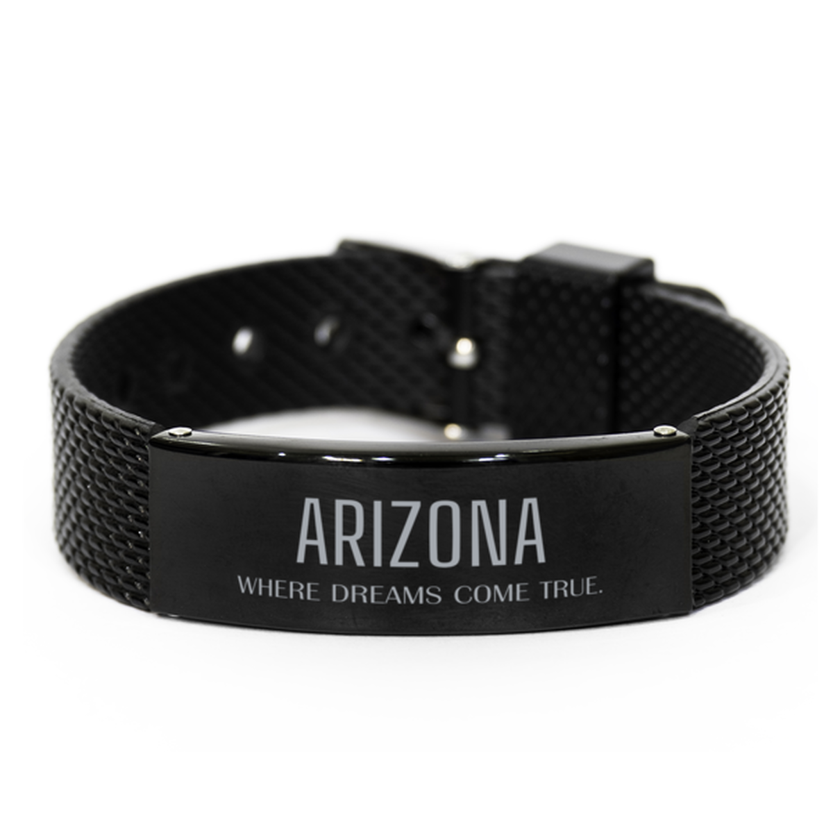 Love Arizona State Black Shark Mesh Bracelet, Arizona Where dreams come true, Birthday Inspirational Gifts For Arizona Men, Women, Friends