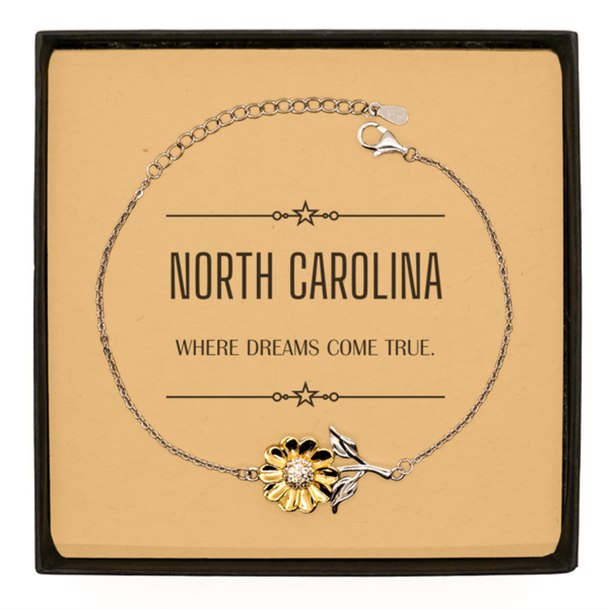 North Carolina Sunflower Bracelet - Where Dreams Come True | Meaningful Gift