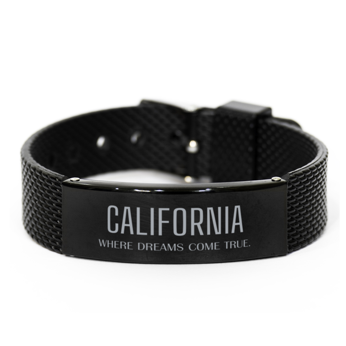 Love California State Black Shark Mesh Bracelet, California Where dreams come true, Birthday Inspirational Gifts For California Men, Women, Friends