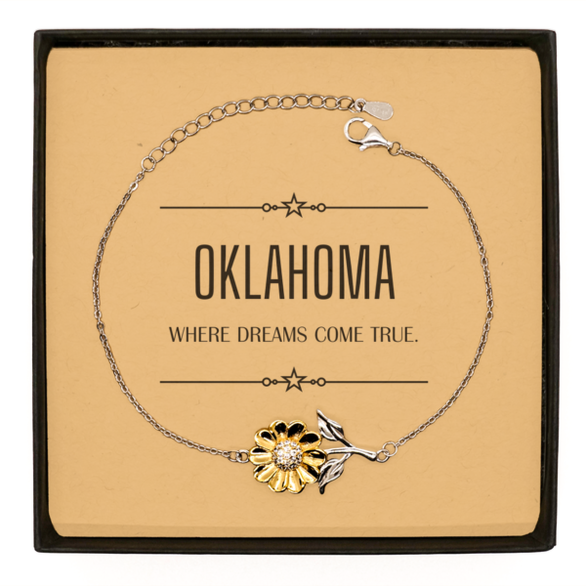Oklahoma State Sunflower Bracelet - Where Dreams Come True | Inspirational Gift