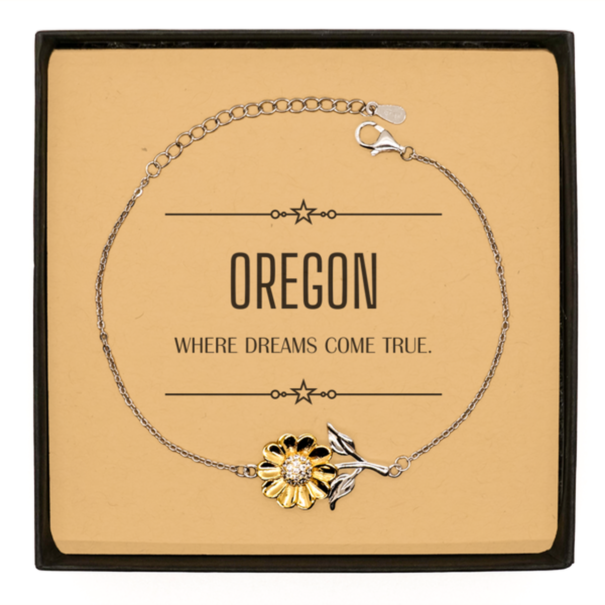 Love Oregon State Sunflower Bracelet, Oregon Where dreams come true, Birthday Inspirational Gifts For Oregon Men, Women, Friends