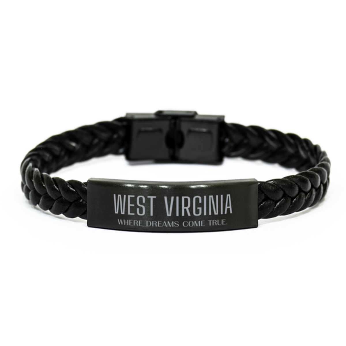 West Virginia Braided Leather Bracelet - Where Dreams Come True | Birthday Gift
