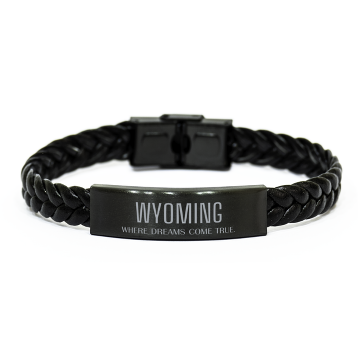 Love Wyoming State Braided Leather Bracelet, Wyoming Where dreams come true, Birthday Inspirational Gifts For Wyoming Men, Women, Friends