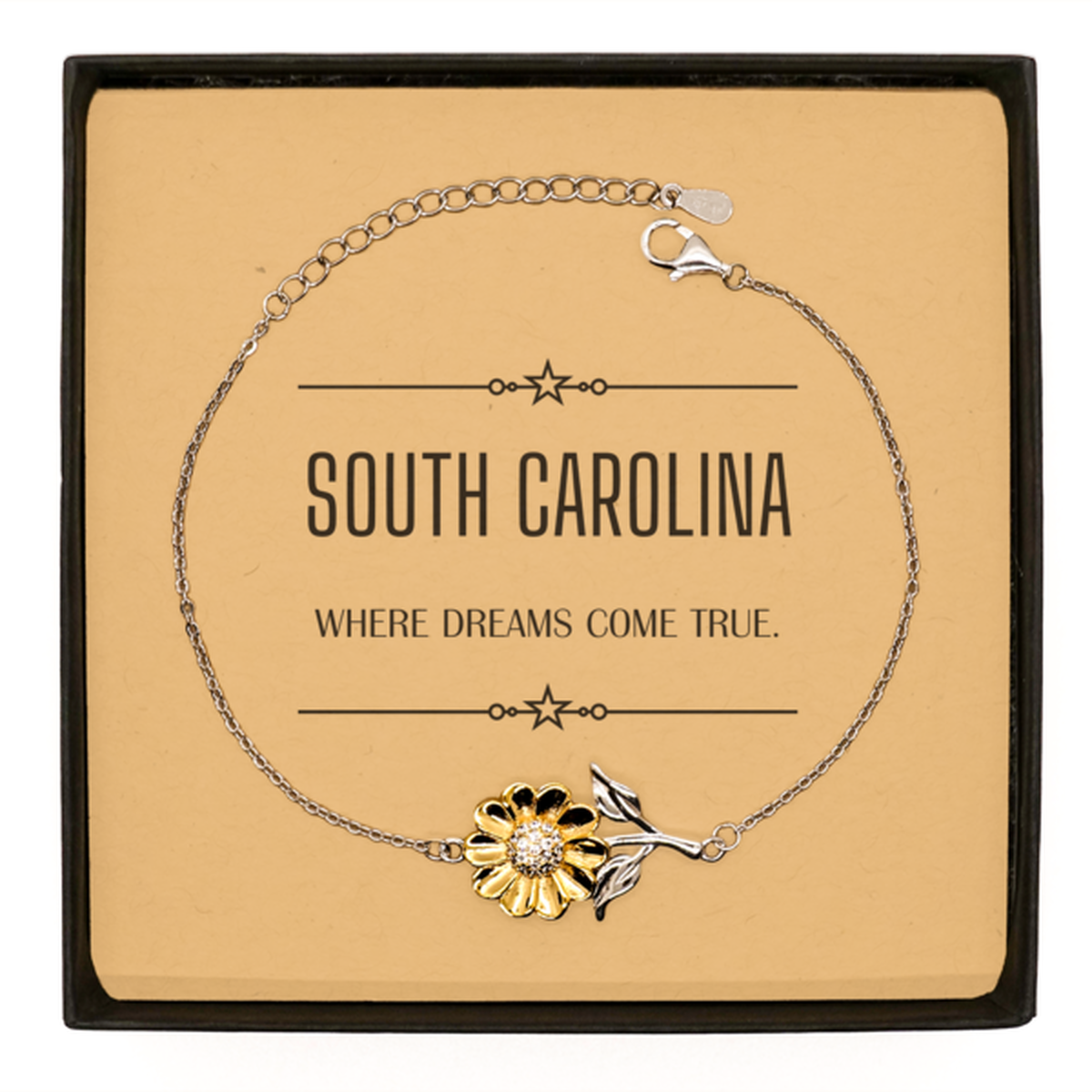 South Carolina Sunflower Bracelet - Where Dreams Come True | Meaningful Gift