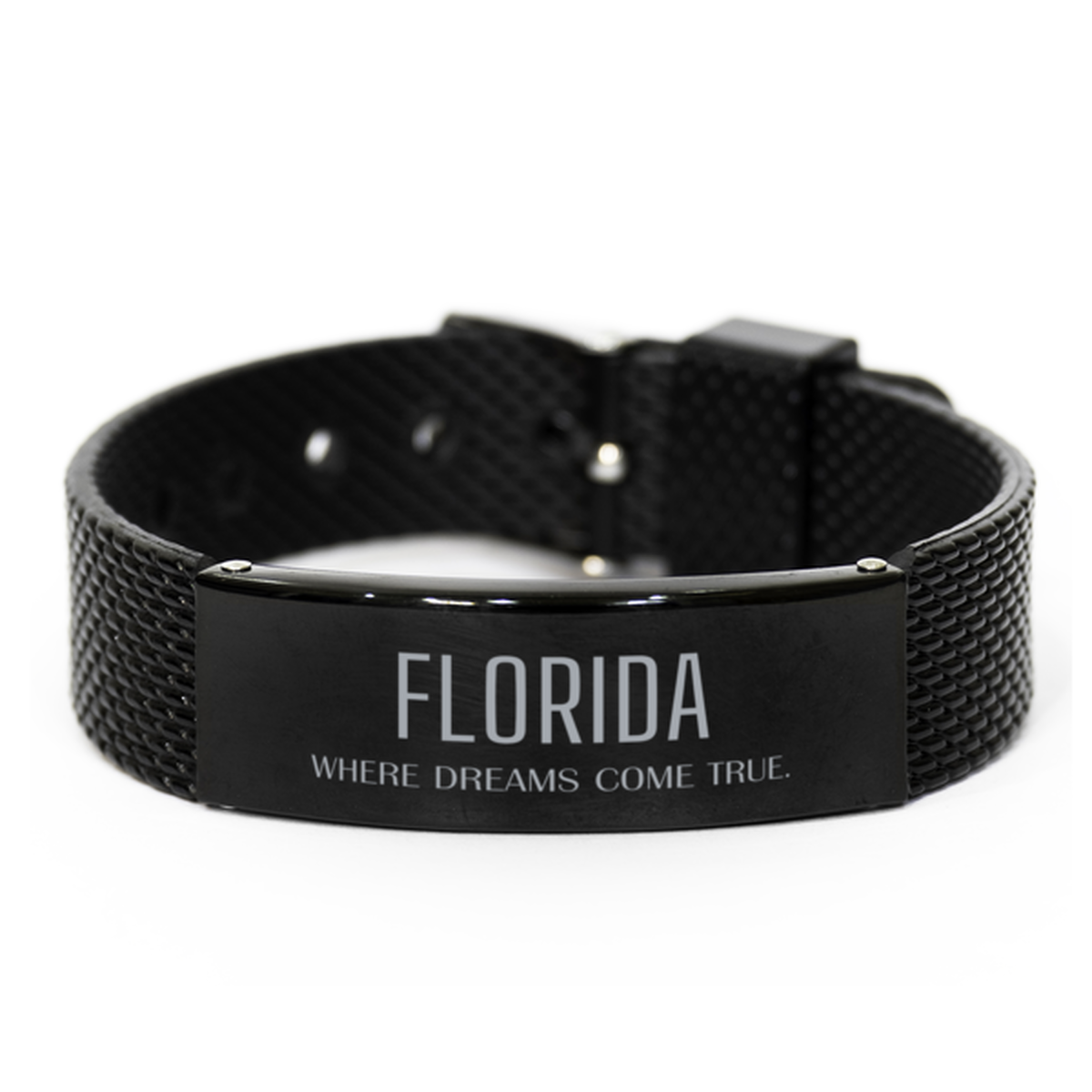Love Florida State Black Shark Mesh Bracelet, Florida Where dreams come true, Birthday Inspirational Gifts For Florida Men, Women, Friends