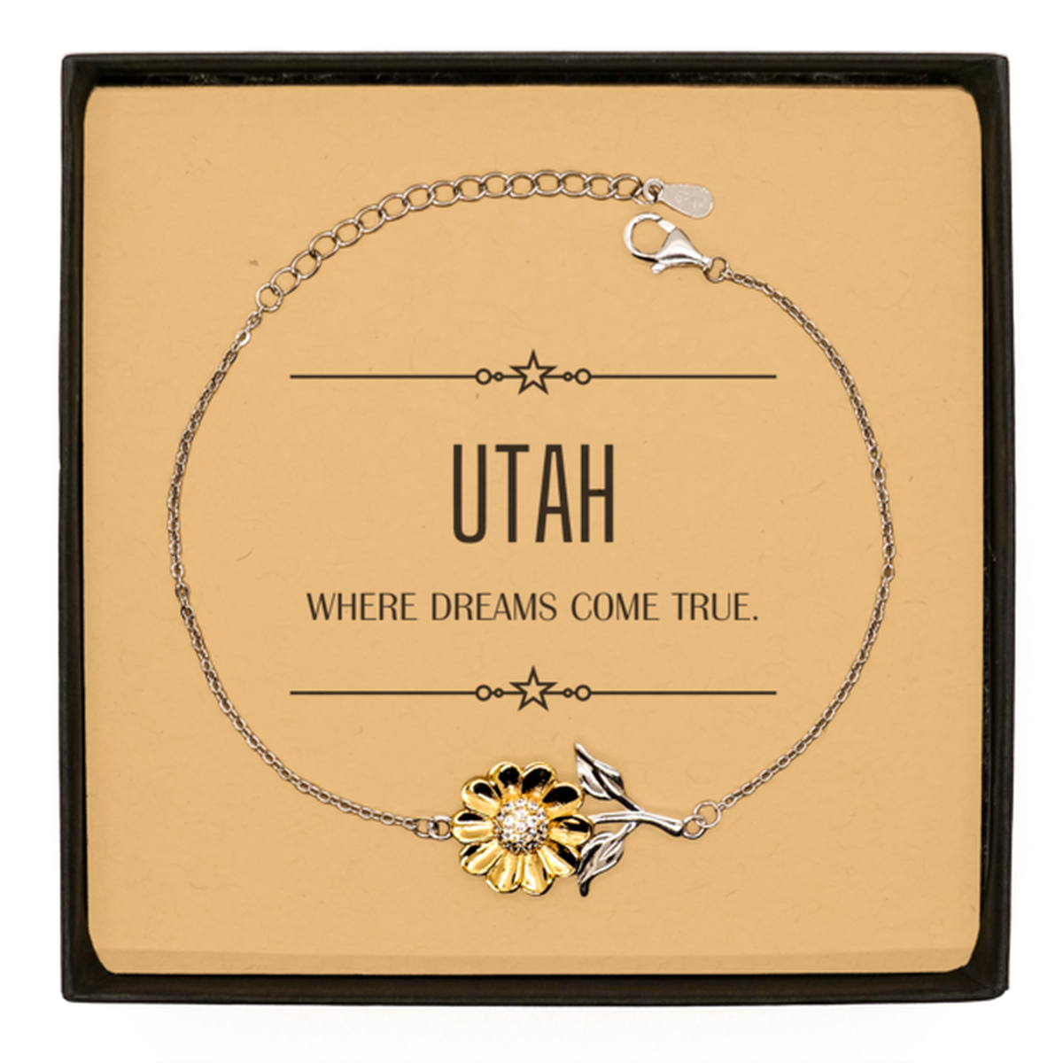 Love Utah State Sunflower Bracelet, Utah Where dreams come true, Birthday Inspirational Gifts For Utah Men, Women, Friends