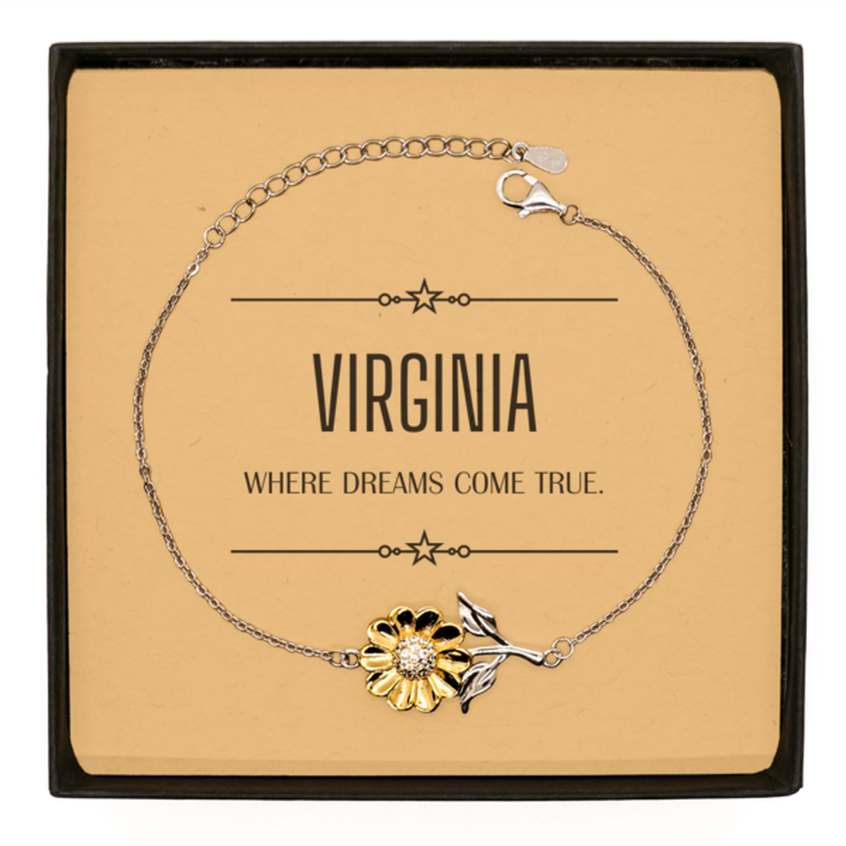 Love Virginia State Sunflower Bracelet, Virginia Where dreams come true, Birthday Inspirational Gifts For Virginia Men, Women, Friends