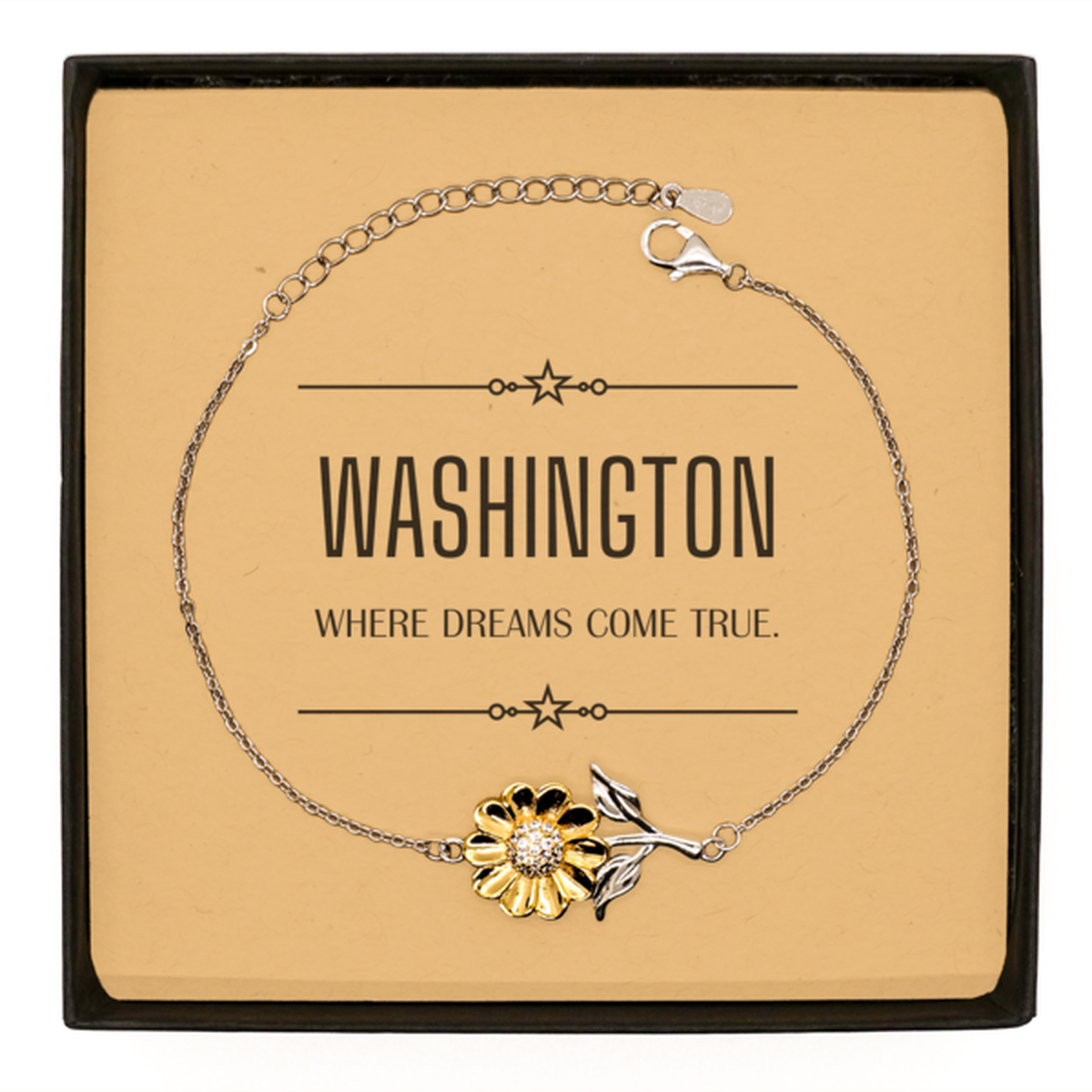 Love Washington State Sunflower Bracelet, Washington Where dreams come true, Birthday Inspirational Gifts For Washington Men, Women, Friends