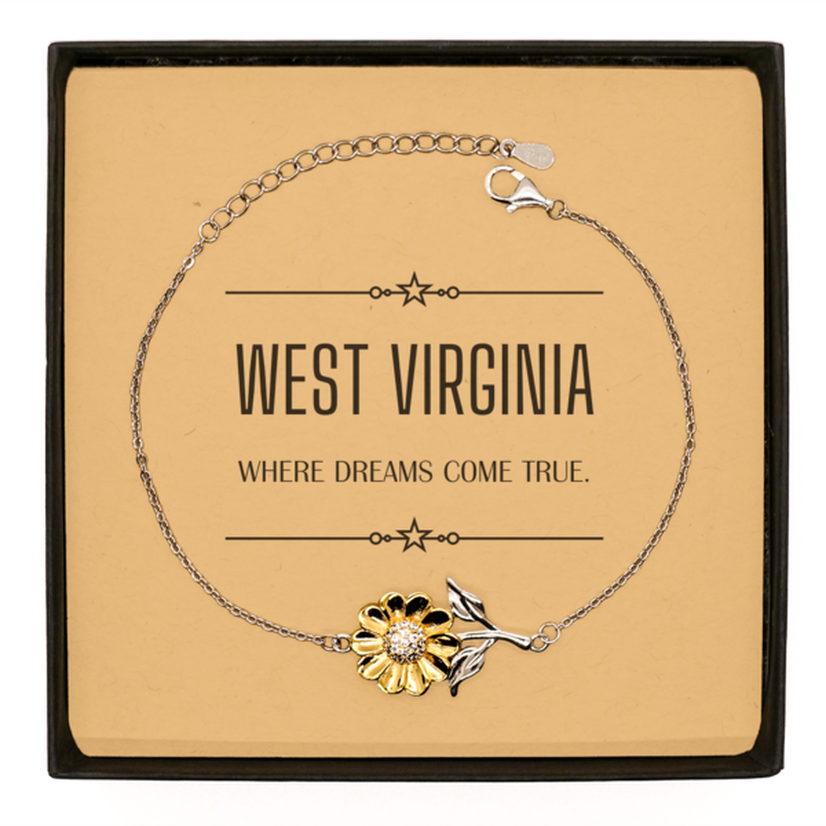 West Virginia Sunflower Bracelet - Where Dreams Come True | Inspirational Gift