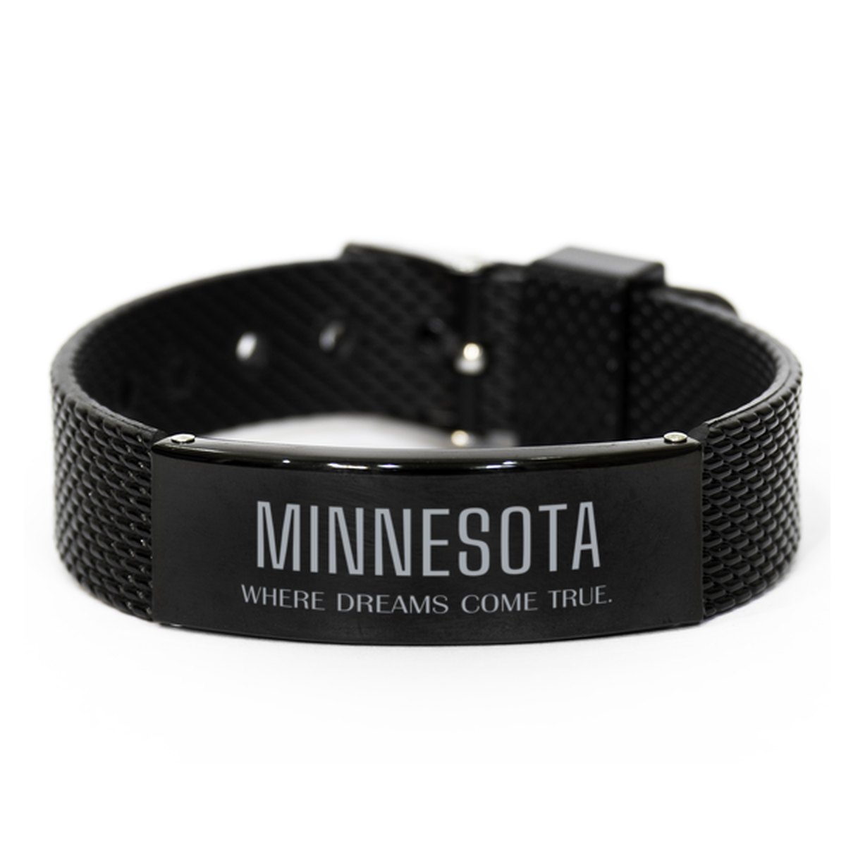Love Minnesota State Black Shark Mesh Bracelet, Minnesota Where dreams come true, Birthday Inspirational Gifts For Minnesota Men, Women, Friends