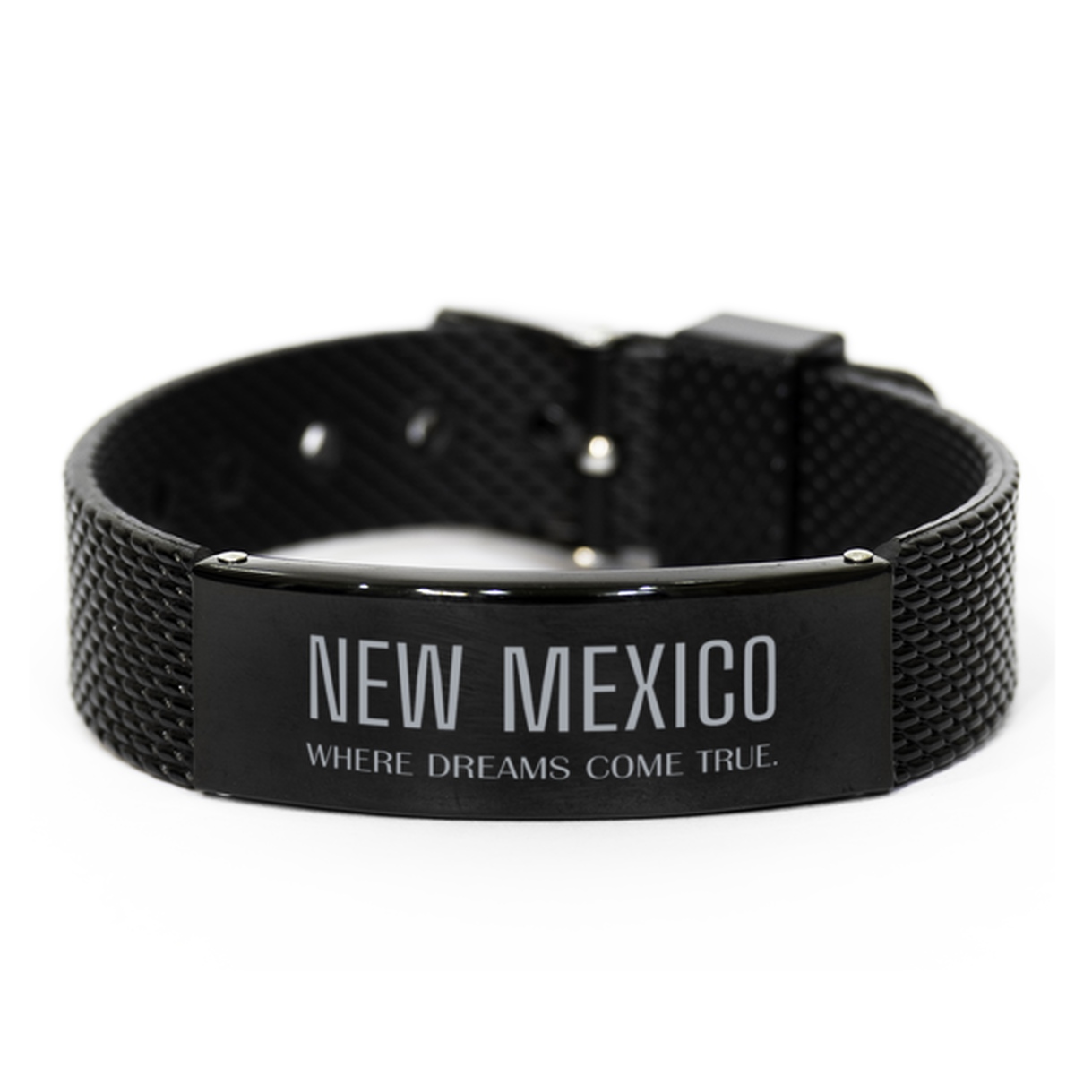 Love New Mexico State Black Shark Mesh Bracelet, New Mexico Where dreams come true, Birthday Inspirational Gifts For New Mexico Men, Women, Friends