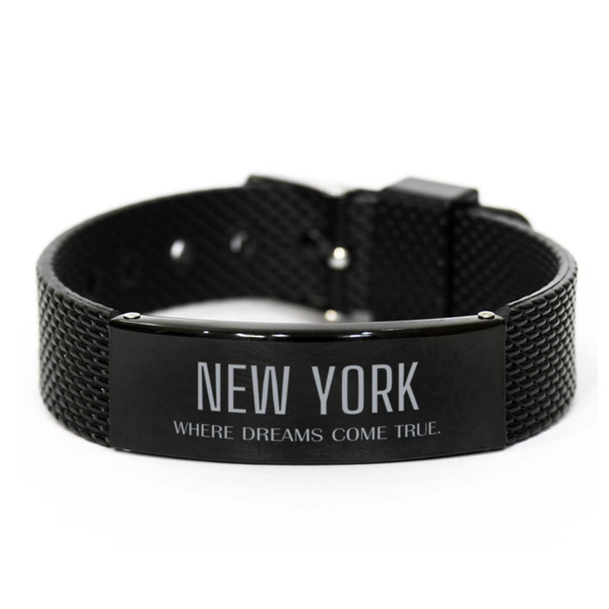 Love New York State Black Shark Mesh Bracelet, New York Where dreams come true, Birthday Inspirational Gifts For New York Men, Women, Friends