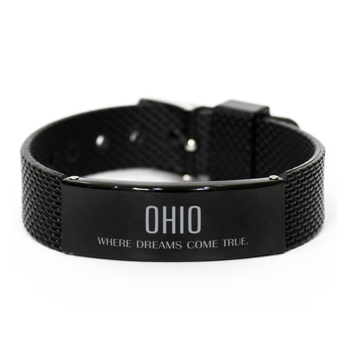 Love Ohio State Black Shark Mesh Bracelet, Ohio Where dreams come true, Birthday Inspirational Gifts For Ohio Men, Women, Friends