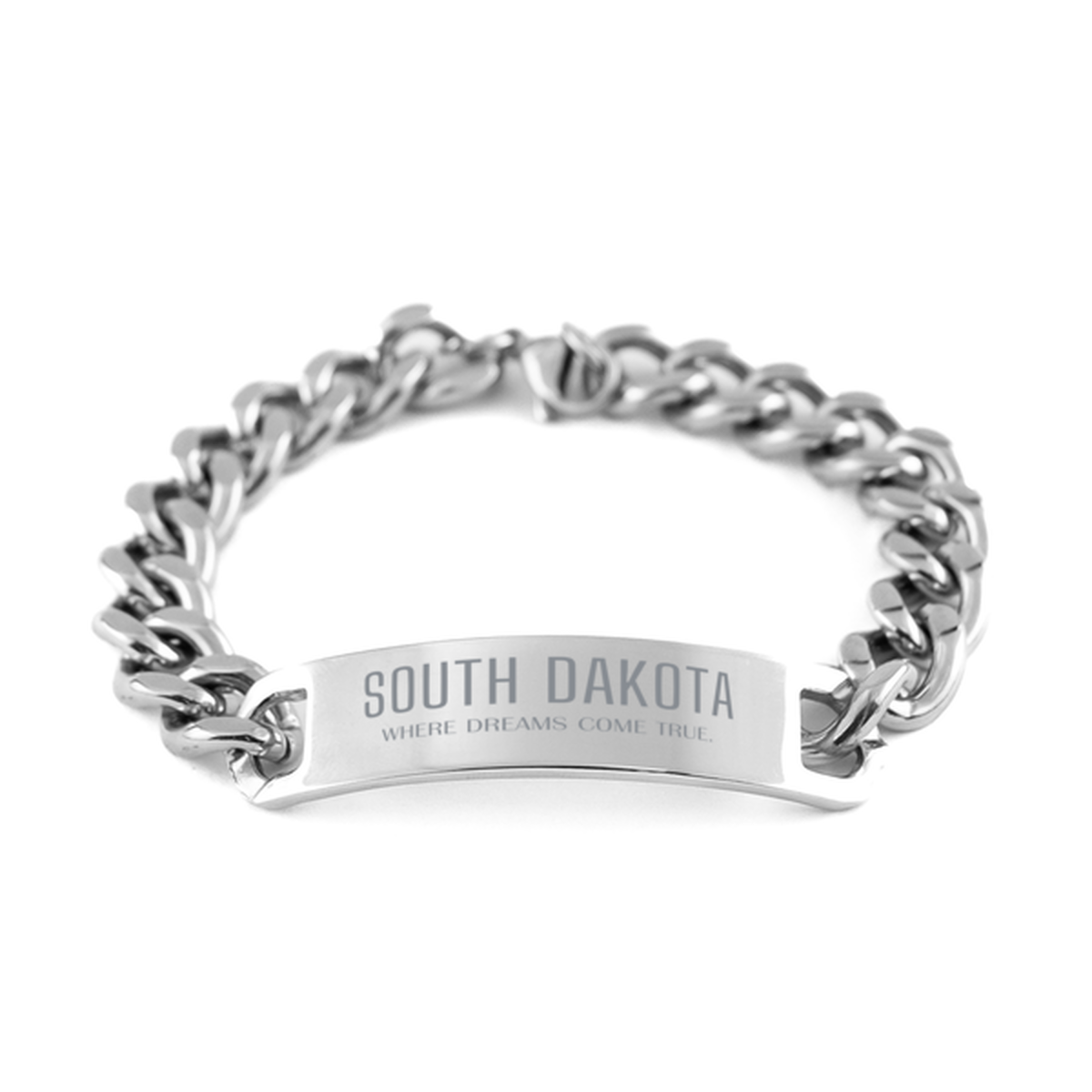 Love South Dakota State Cuban Chain Stainless Steel Bracelet, South Dakota Where dreams come true, Birthday Inspirational Gifts For South Dakota Men, Women, Friends