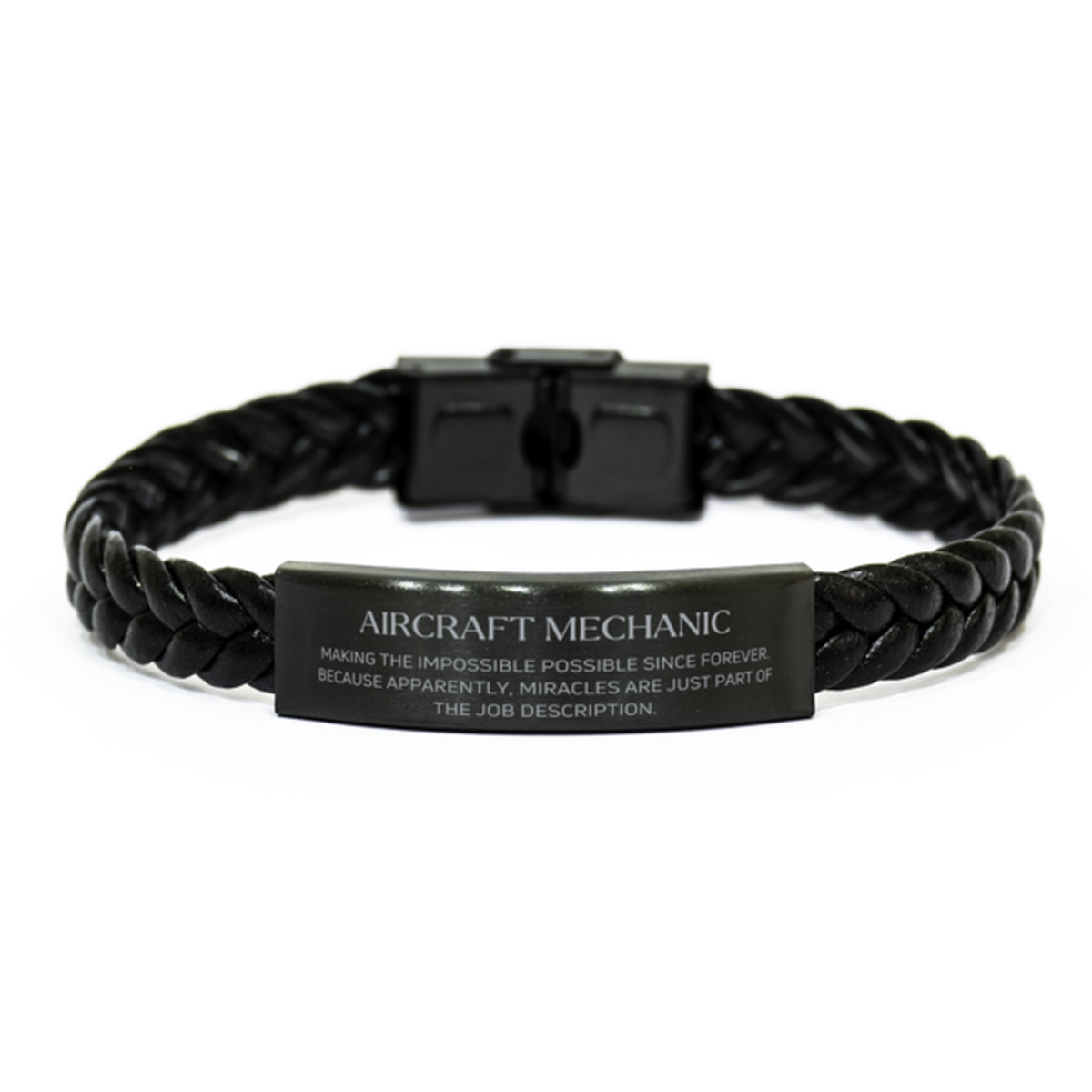 Aircraft Mechanic Braided Leather Bracelet - Miracles Are Just Part of the Job | Inspirational Gift