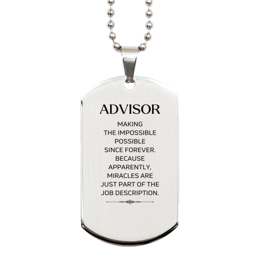 Advisor Silver Dog Tag Necklace - Miracles are Just Part of the Job Description | Inspirational Gift