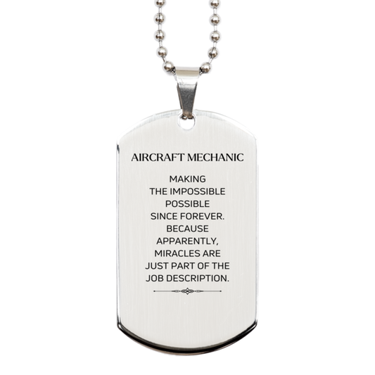 Aircraft Mechanic Dog Tag Necklace - Miracles are Part of the Job | Inspirational Gift