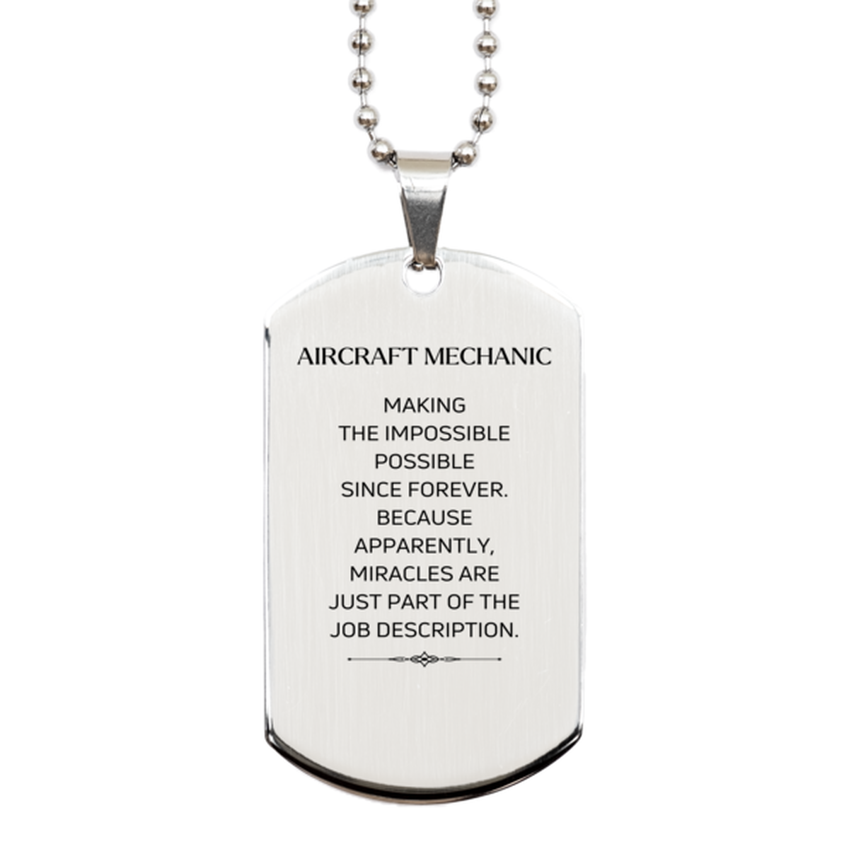 Aircraft Mechanic Dog Tag Necklace - Miracles are Part of the Job | Inspirational Gift