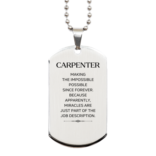 Carpenter Inspirational Dog Tag Necklace - Miracles are just part of the job description | Birthday Gift