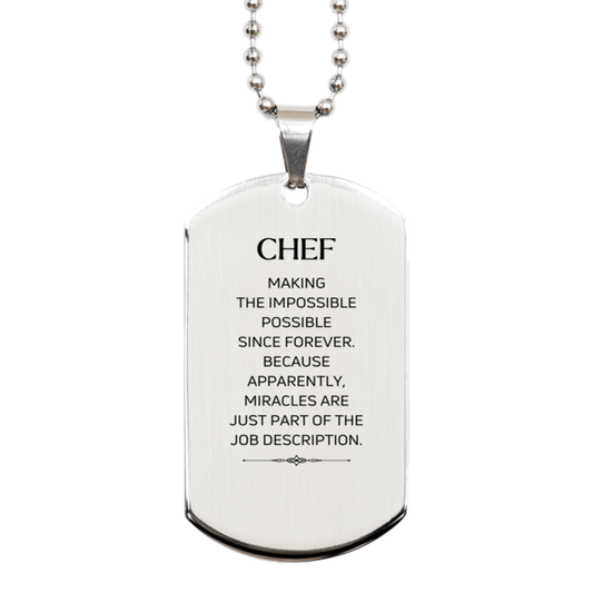 Chef Silver Dog Tag Necklace - Miracles are just part of the job description | Inspirational Gift