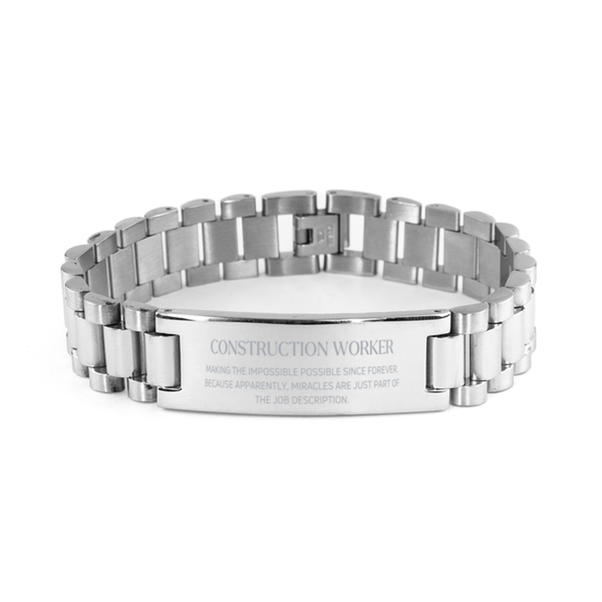 Construction Worker Stainless Steel Bracelet - Miracles are Just Part of the Job | Birthday Gift