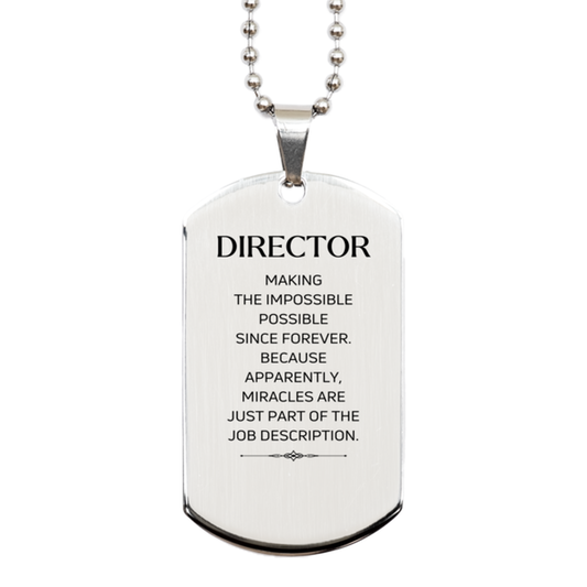 Director Silver Dog Tag Necklace - Miracles are Just Part of the Job | Inspirational Gift