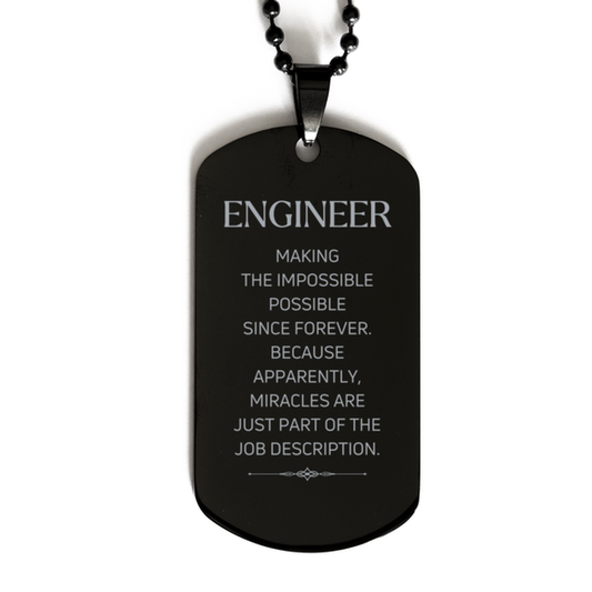 Engineer Dog Tag Necklace - Miracles are just part of the job description | Inspirational Gift