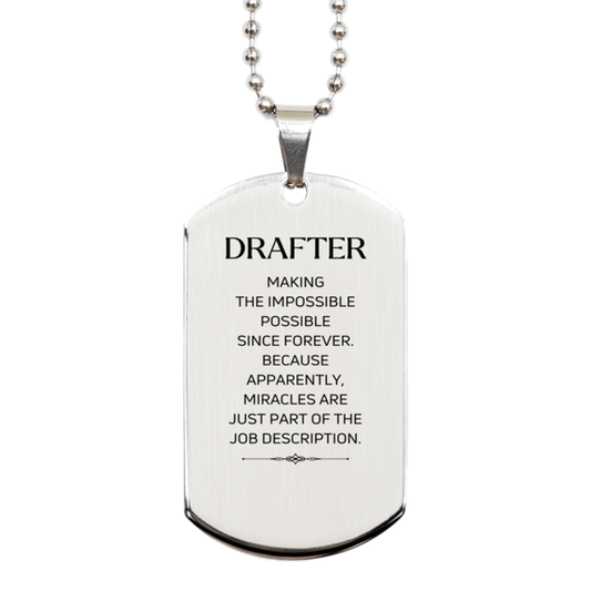 Drafter Silver Dog Tag Necklace - Miracles are just part of the job description | Inspirational Gift