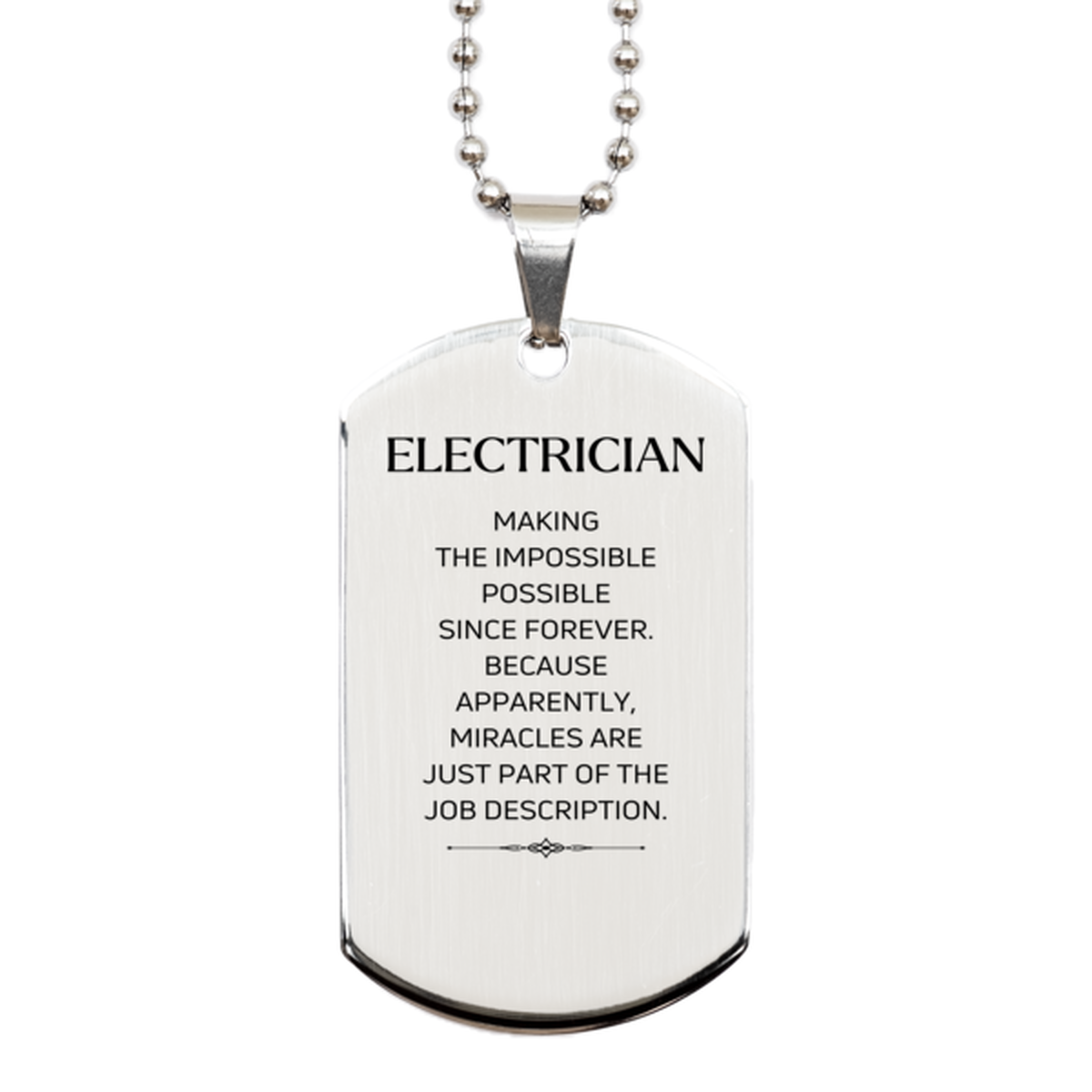 Electrician Funny Dog Tag Necklace - Miracles are Part of the Job | Birthday Gift