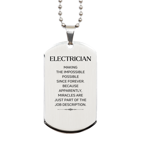 Electrician Funny Dog Tag Necklace - Miracles are Part of the Job | Birthday Gift