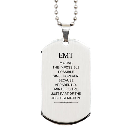 EMT Funny Dog Tag Necklace - Miracles are Part of the Job | Inspirational Gift