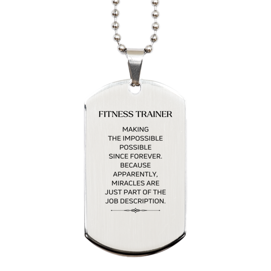 Fitness Trainer Dog Tag Necklace - Miracles are Part of the Job | Inspirational Gift