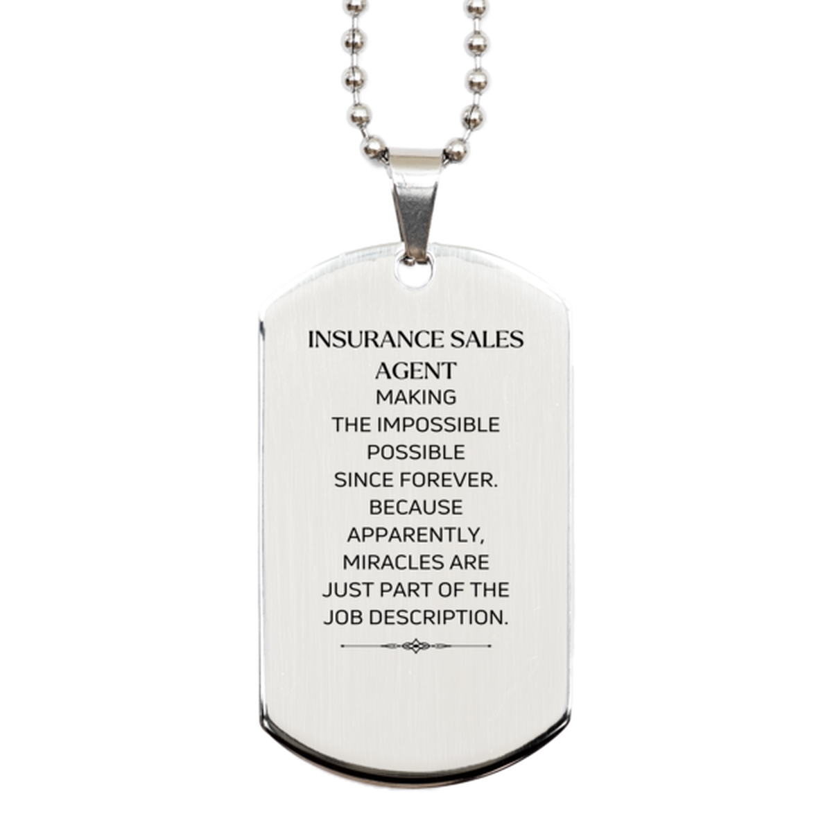 Insurance Sales Agent Necklace - Miracles are Just Part of the Job | Inspirational Gift