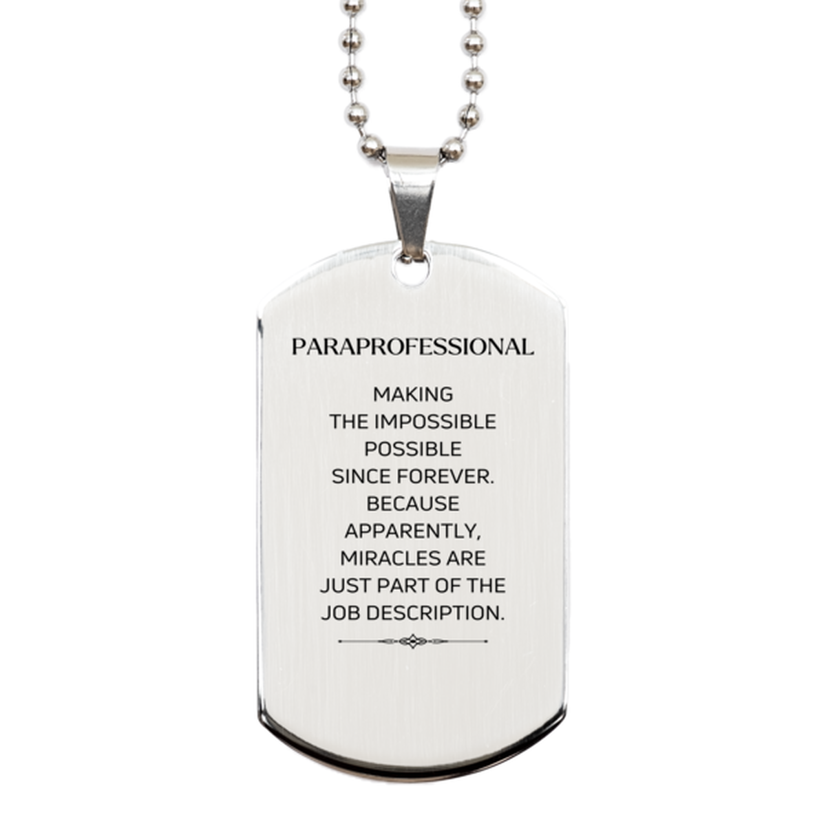 Paraprofessional Inspirational Necklace - Miracles are just part of the job description | Appreciation Gift