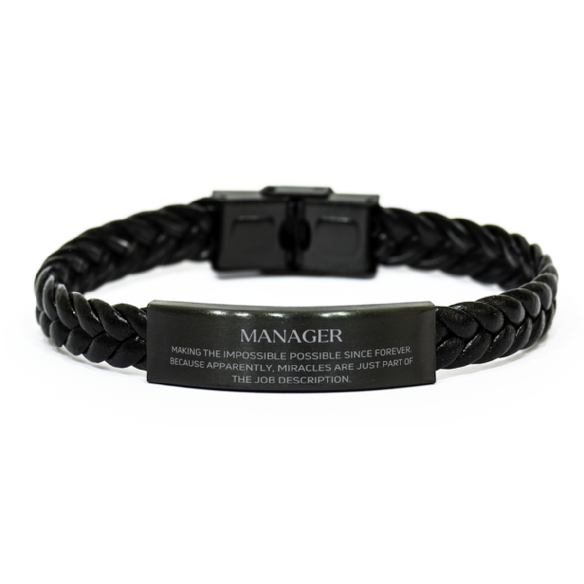 Manager Braided Leather Bracelet - Miracles are Just Part of the Job | Inspirational Gift