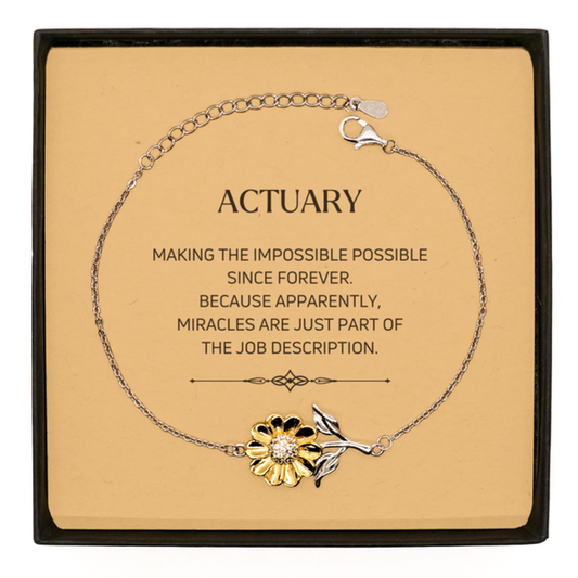 Actuary Sunflower Bracelet - Miracles are Just Part of the Job | Inspirational Gift