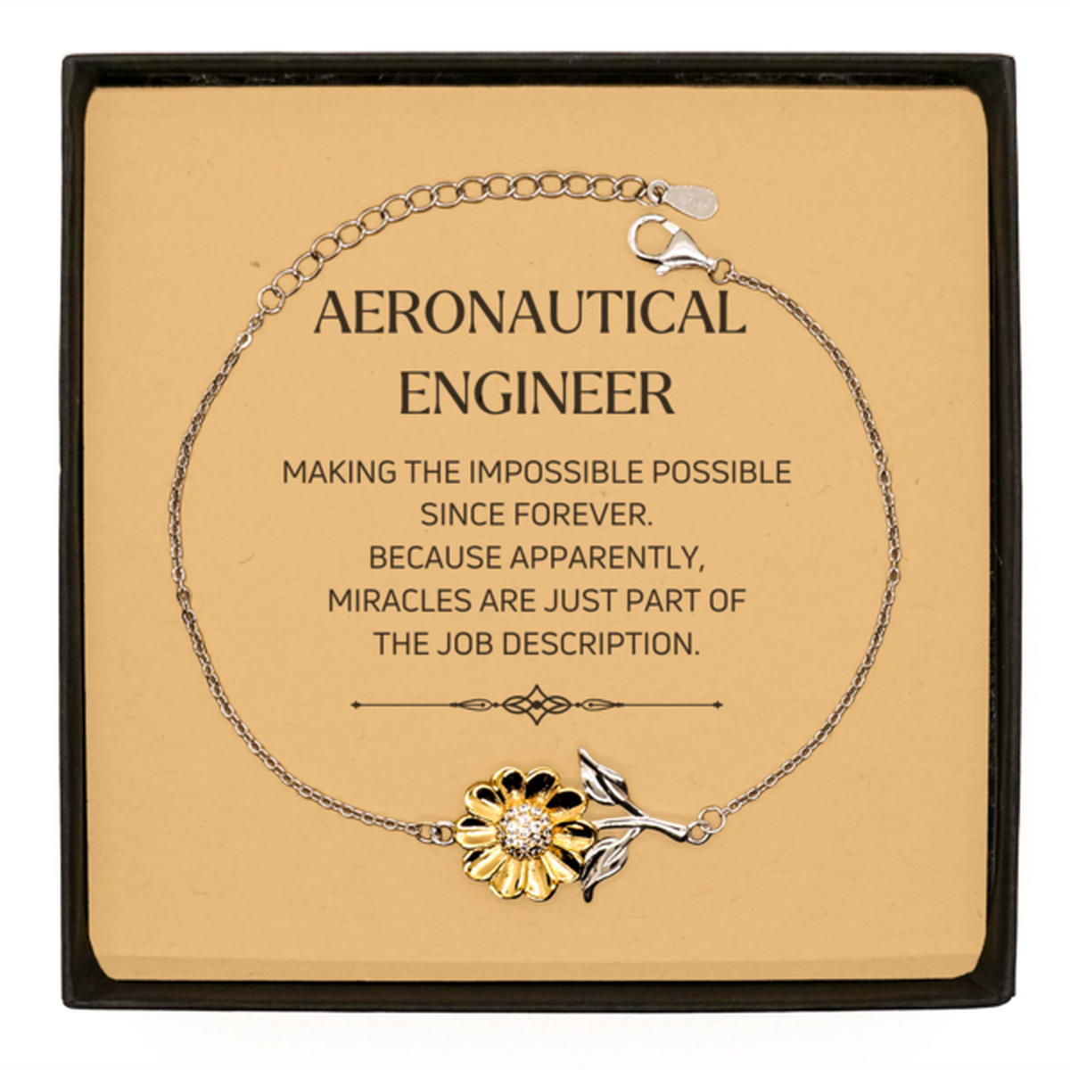 Aeronautical Engineer Sunflower Bracelet - Miracles are Just Part of the Job | Inspirational Gift