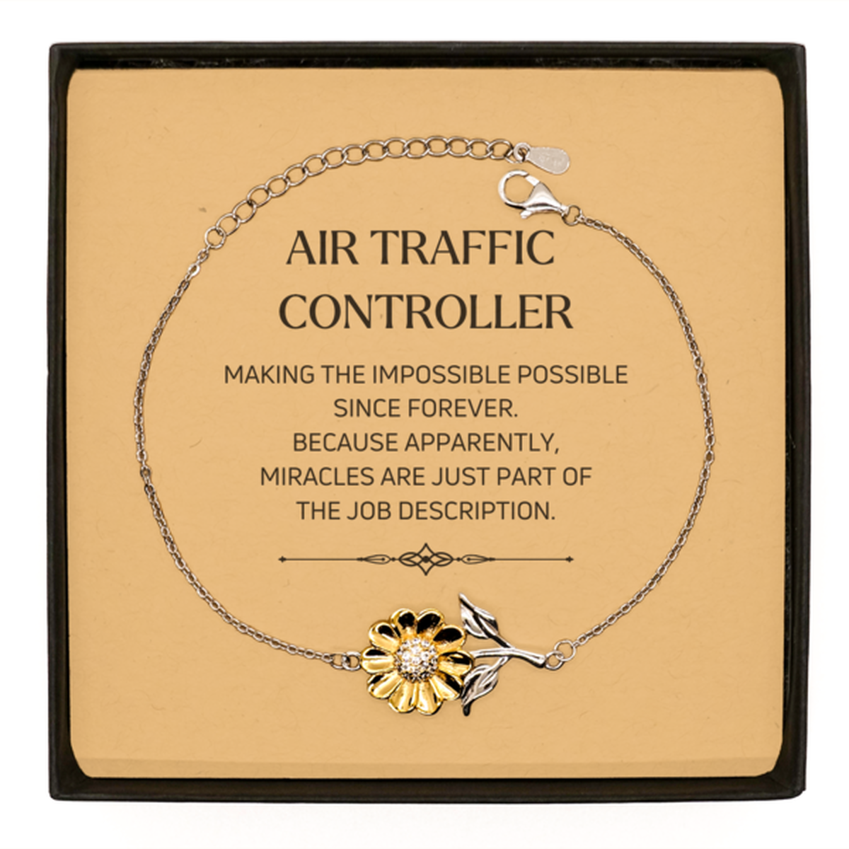 Air Traffic Controller Sunflower Bracelet - Miracles are Just Part of the Job | Inspirational Gift